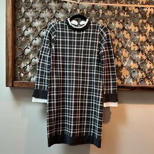 Vince Camuto sweater dress. S. Grey& white plaid